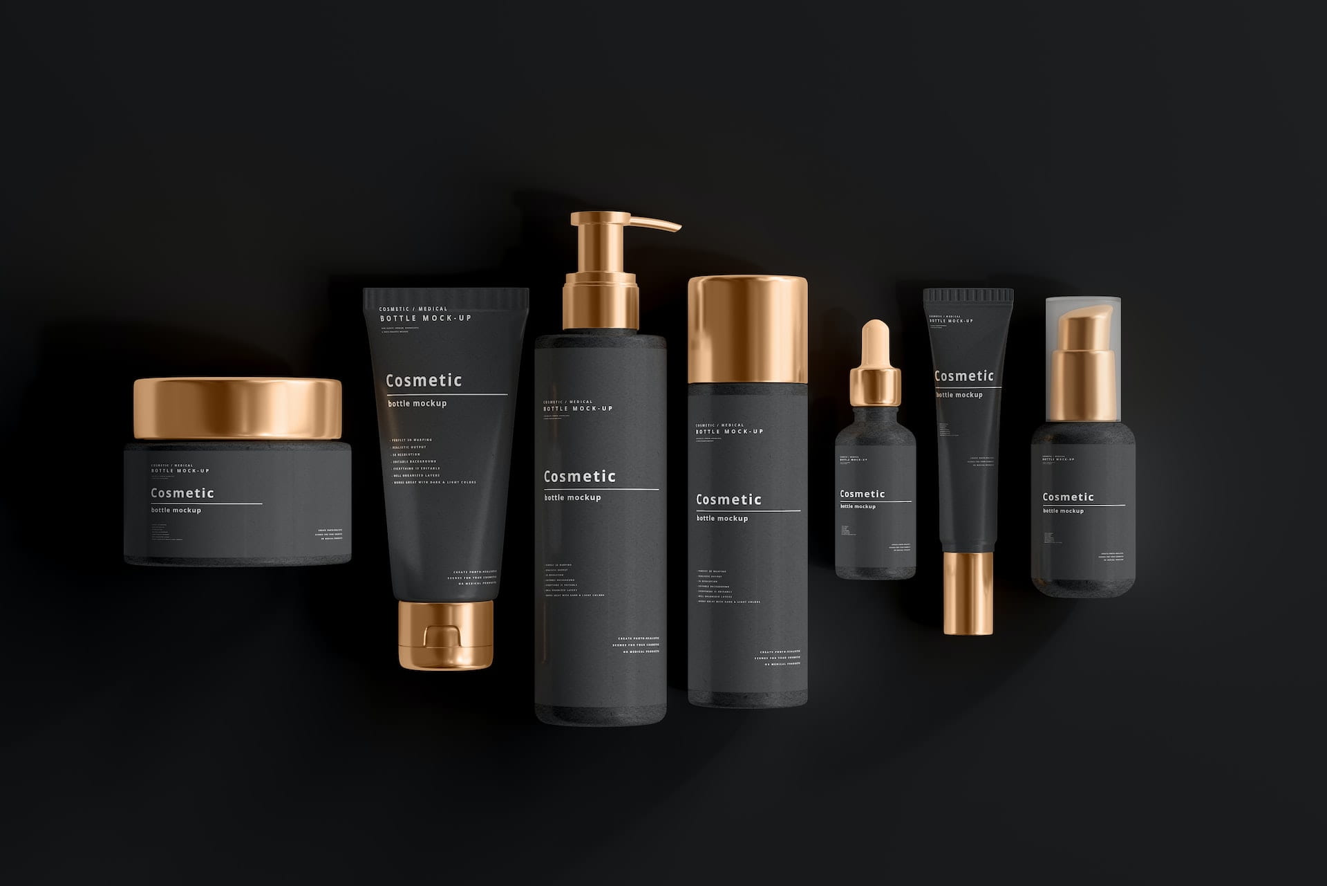 Mockups of hair and skincare products