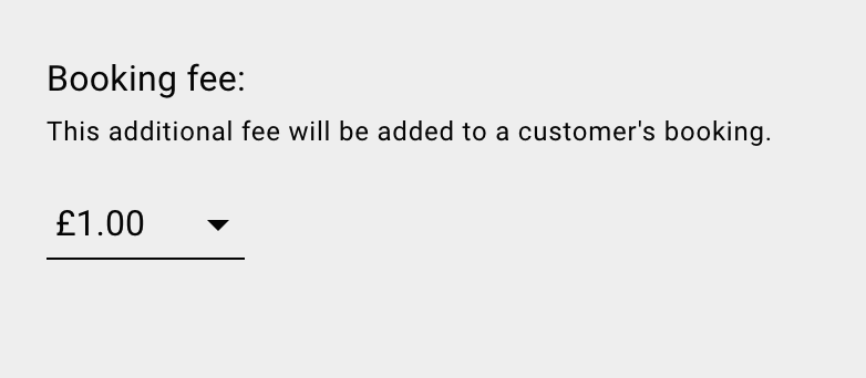 Change you booking fee by going to Shops > Manage