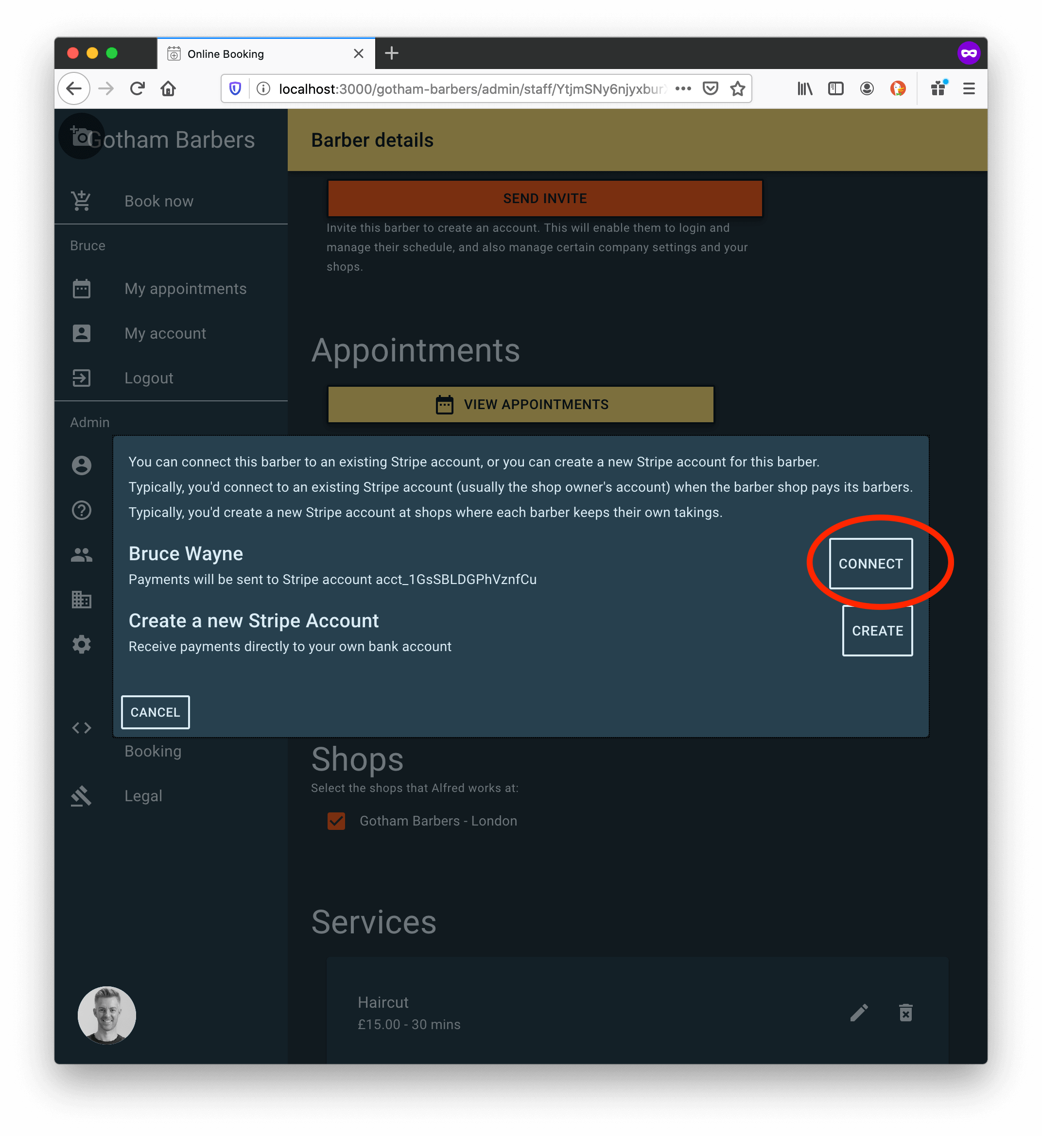 Connecting other barbers to an existing Stripe account