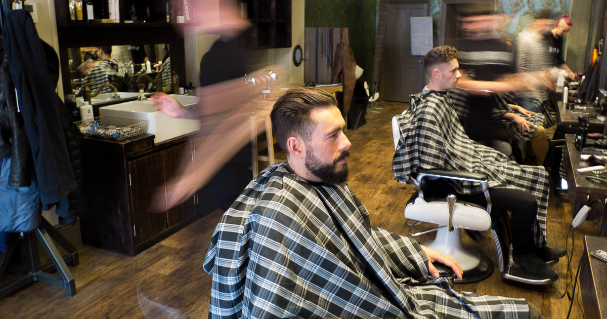 A busy barbershop